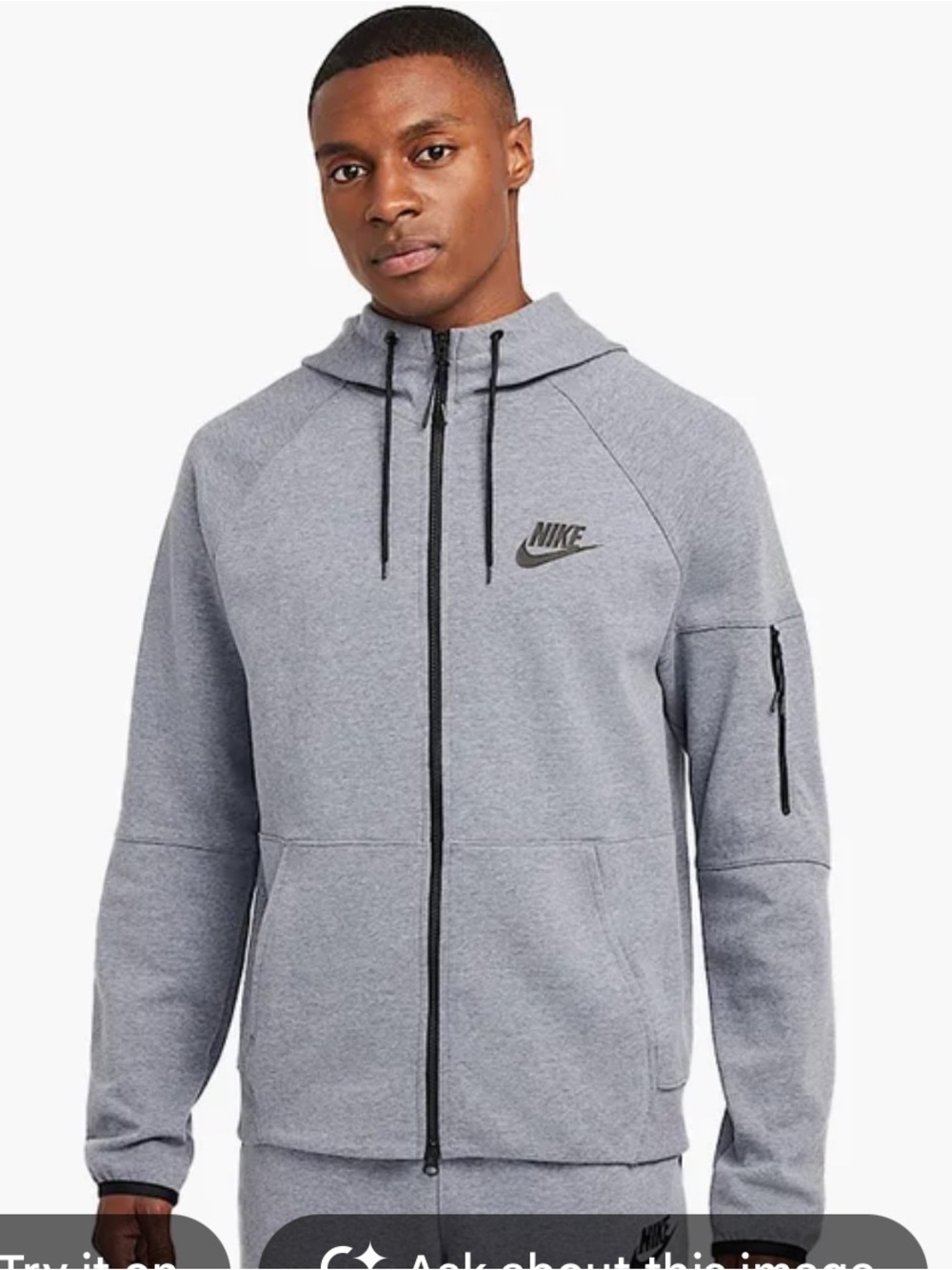 Nike Grey Full-Zip Tech Fleece Hoodie